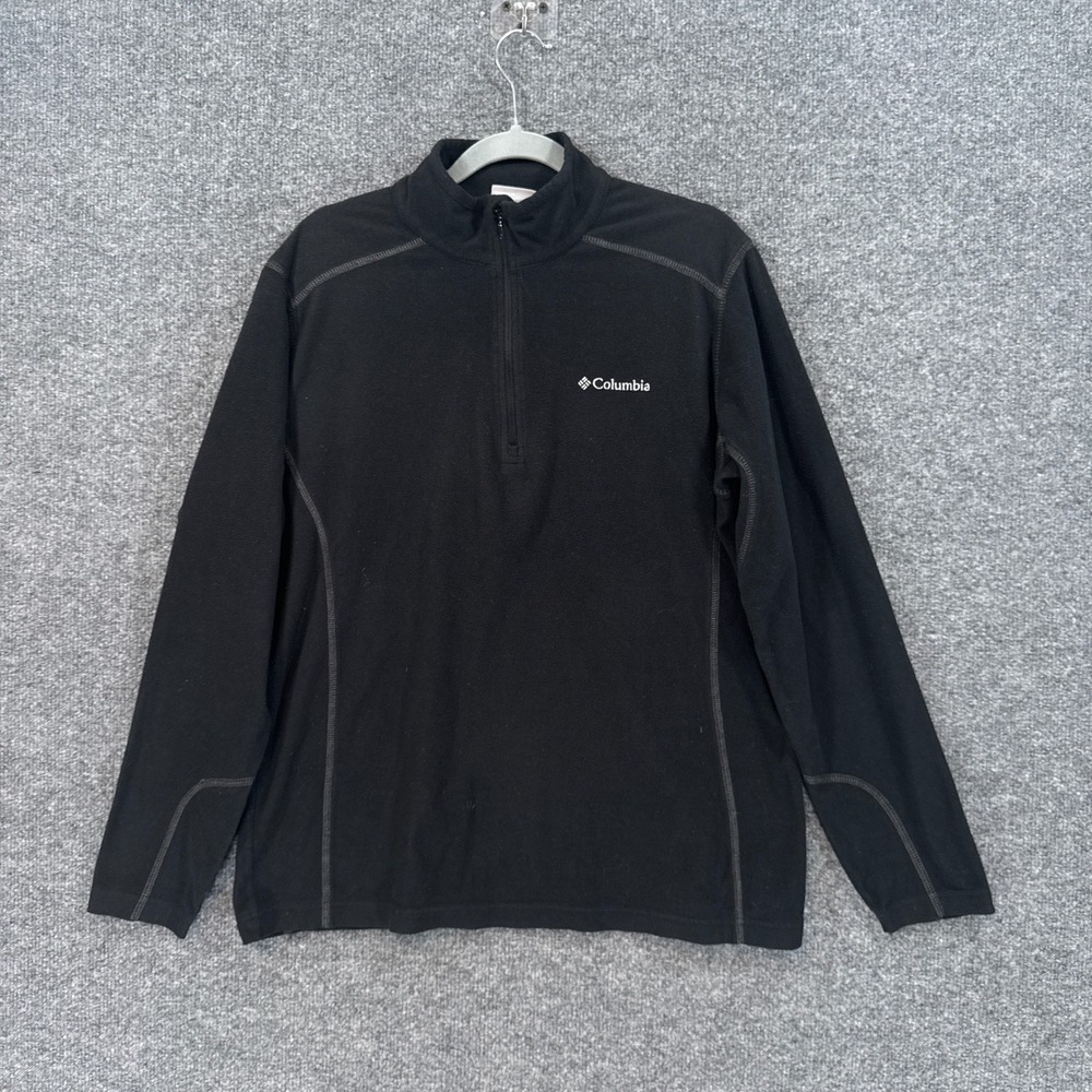 Columbia Fleece Pullover Mens Small Black 1/4 Zip Lightweight Hiking Active